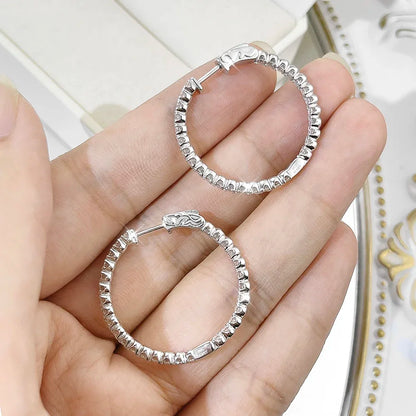 Moissanite Hoop Earrings in Sterling Silver