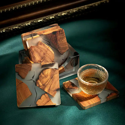 FEROYAL Imperial Harmony Wooden Coaster Set – 6pcs Coasters detail view