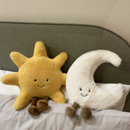CHILDREN'S FLUFFY MOON & SUN PLUSHIE – Yellow Sun Plushie, about 30cm