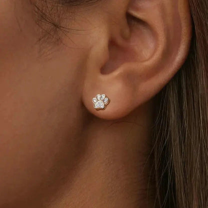 Pink Opal Paw Stud Earrings in Sterling Silver