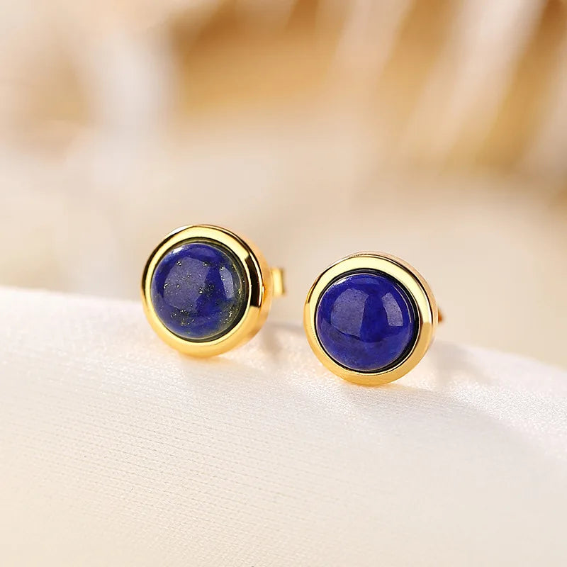 GOLDEN LAPIS LAZULI STUDS