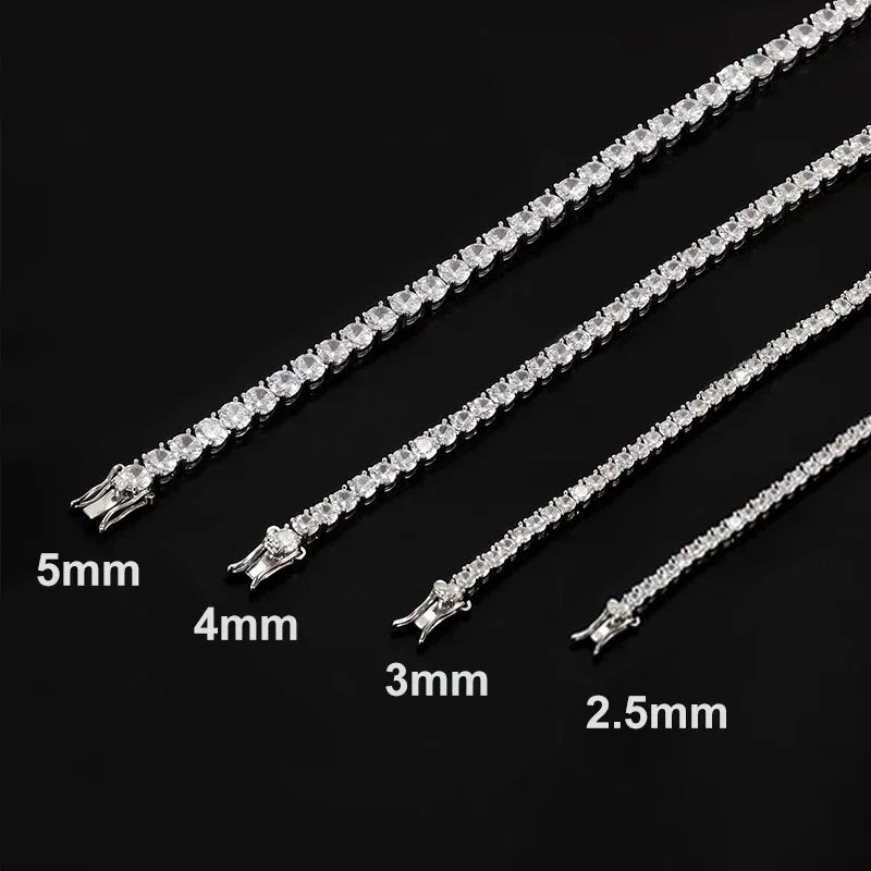 NeeTim Bracciale Tennis in Moissanite da 3mm 4mm, Argento Sterling 925 con Placcatura in Oro Bianco, Supera il Test del Diamante, Bracciali per Donne e Uomini