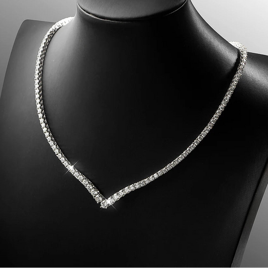 JASMIN V-SHAPED TENNIS NECKLACE