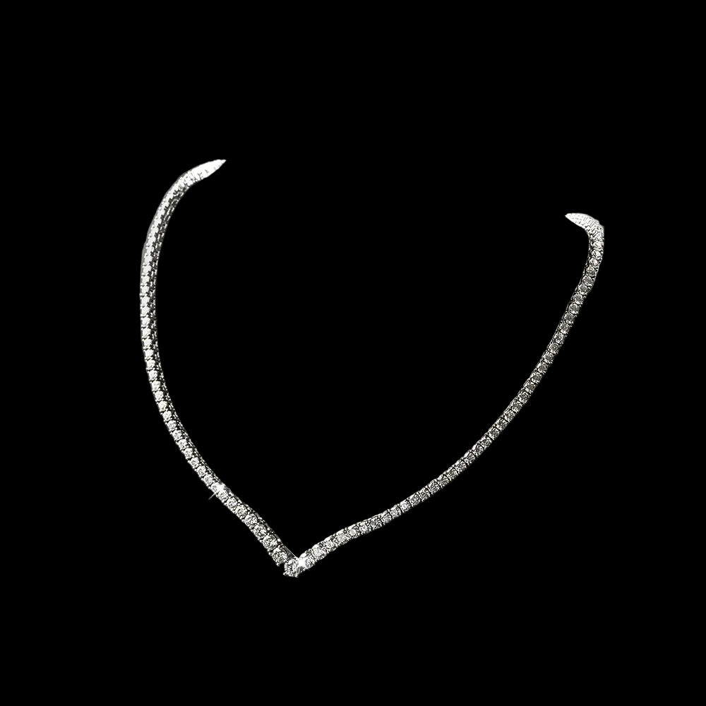 JASMIN V-SHAPED TENNIS NECKLACE