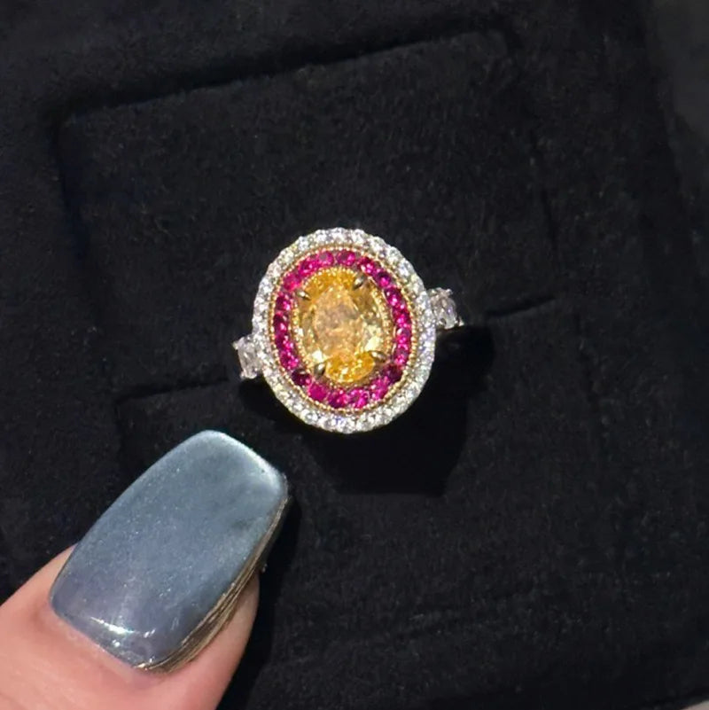 TRICOLOUR COCKTAIL RING