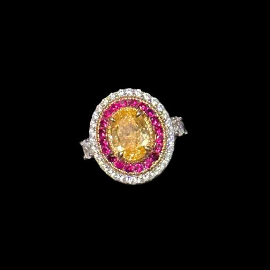 TRICOLOUR COCKTAIL RING