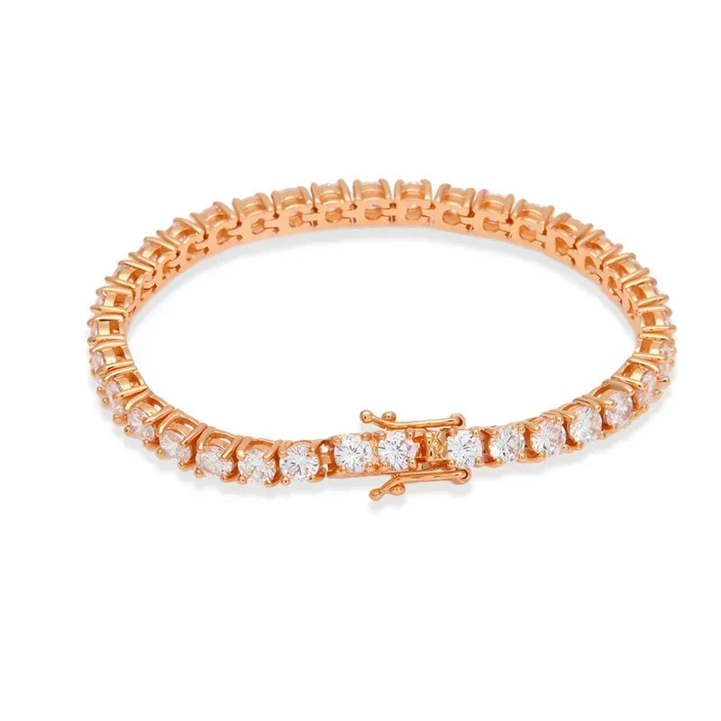 NeeTim Bracciale Tennis in Moissanite da 3mm 4mm, Argento Sterling 925 con Placcatura in Oro Bianco, Supera il Test del Diamante, Bracciali per Donne e Uomini