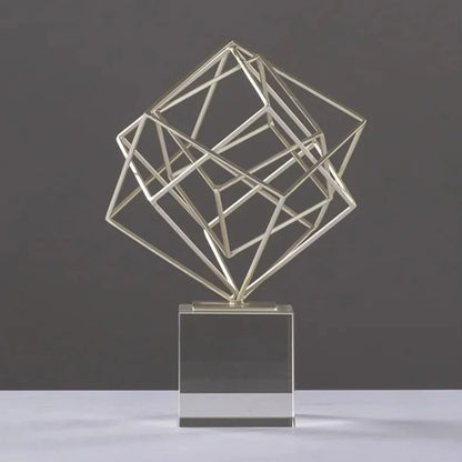 Geometric Elegance Abstract Luxe Sculpture – Gold Round Sculpture