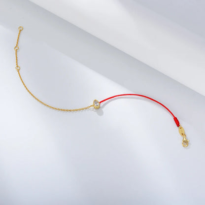 Zircon Cord & Chain Bracelet