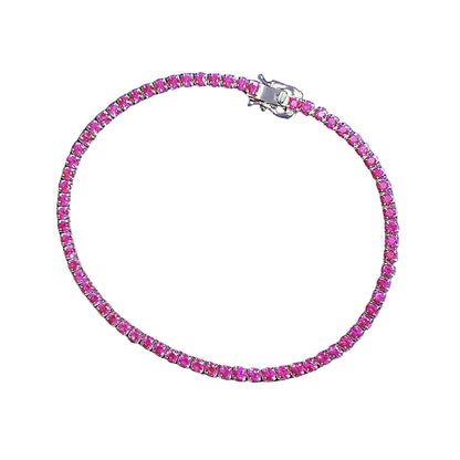 Sterling Silver Zircon Tennis Bracelet - Green
