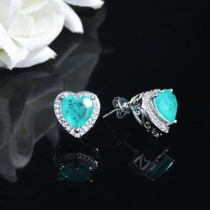 Paraiba Gemstone Jewelry Set in Sterling Silver