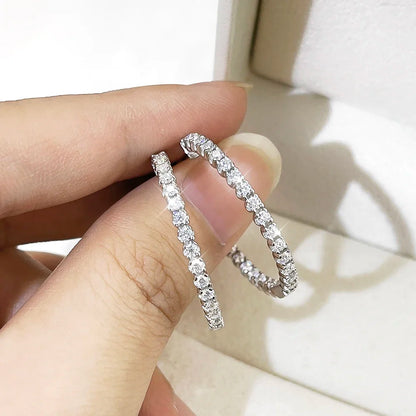 Moissanite Hoop Earrings in Sterling Silver