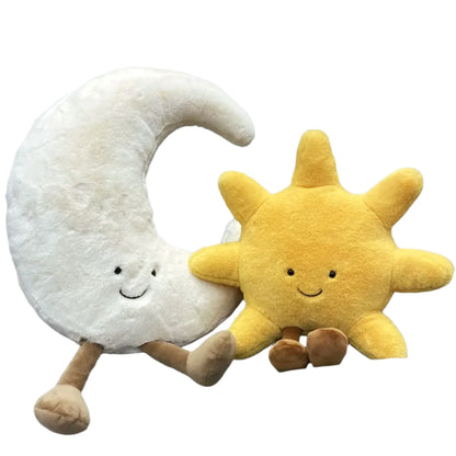 CHILDREN'S FLUFFY MOON & SUN PLUSHIE – White Moon Plushie, about 30cm