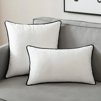 FEROYAL Imperial Trim Pillow Covers – White with black trims, 30*50cm detail view
