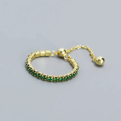 ESSENTIAL RING – Gold -Green stones / resizable