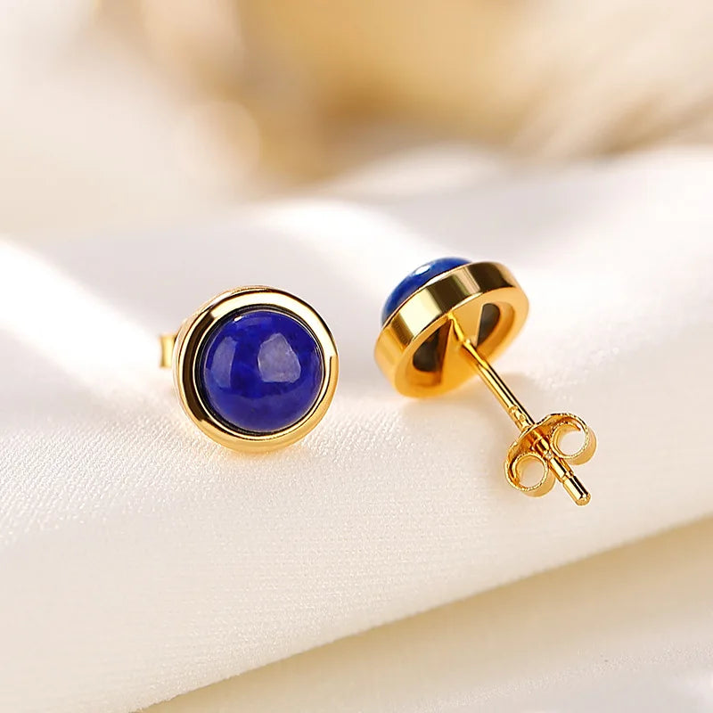 GOLDEN LAPIS LAZULI STUDS