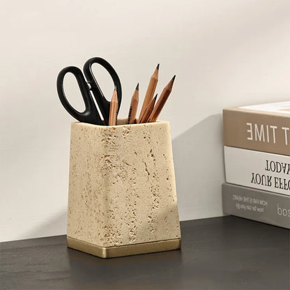 Stone Pen Holder Desk Organizer