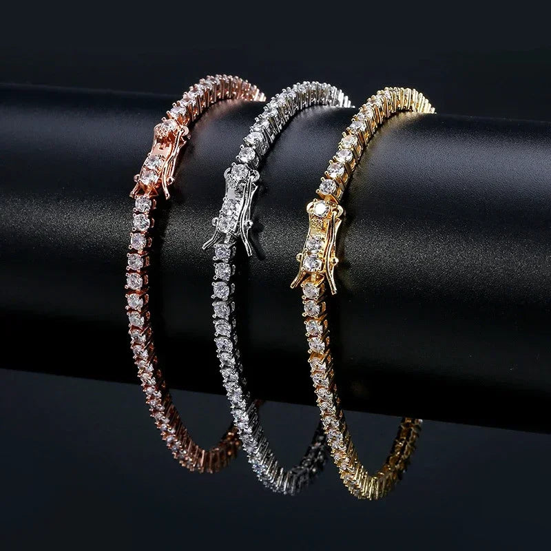 NeeTim Bracciale Tennis in Moissanite da 3mm 4mm, Argento Sterling 925 con Placcatura in Oro Bianco, Supera il Test del Diamante, Bracciali per Donne e Uomini