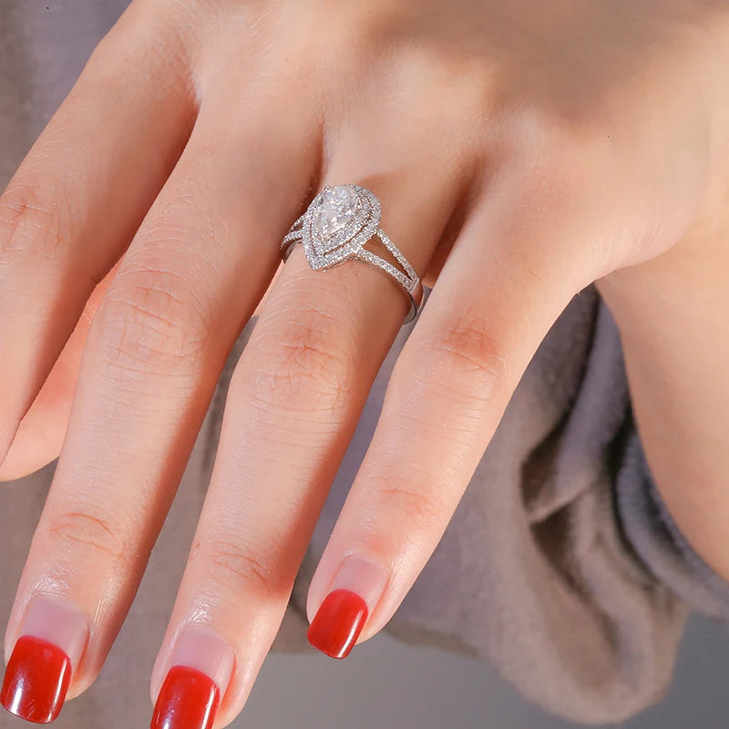 MAJESTY DROP DOUBLE HALO RING