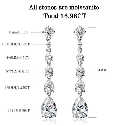 17ct Moissanite Cascade Drop Earrings